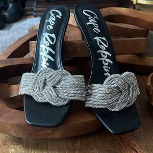 Cape Robbin Black Sandals with Silver Accents
